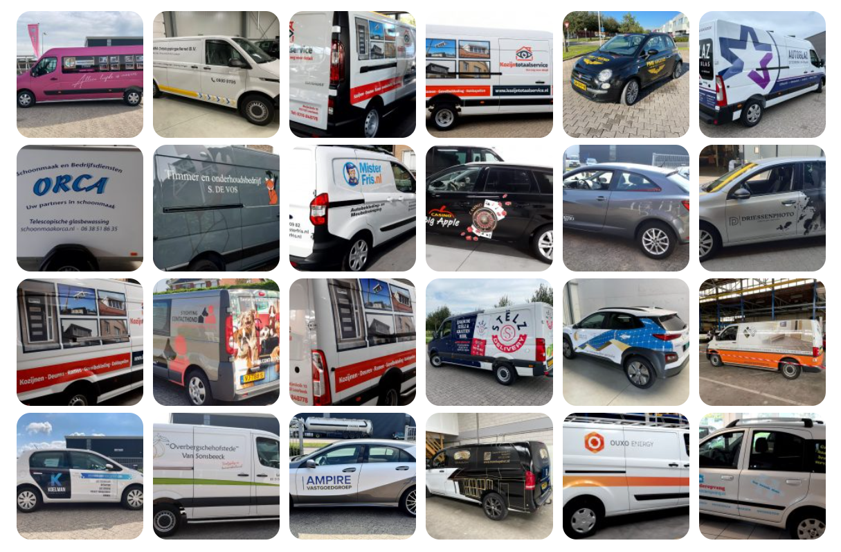 Overzicht autobelettering projecten