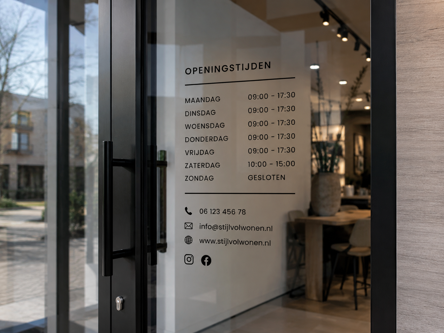 Openingstijden raambelettering Eindhoven